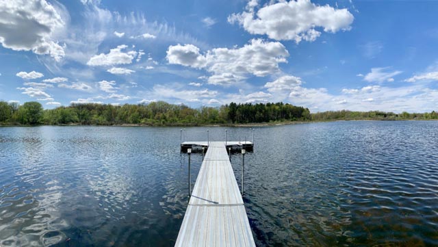 Camp Woodbury dock over the lake