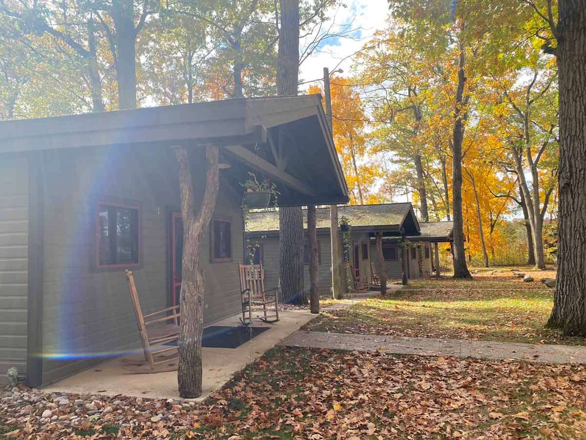 Camp Woodbury cabins in the Fall